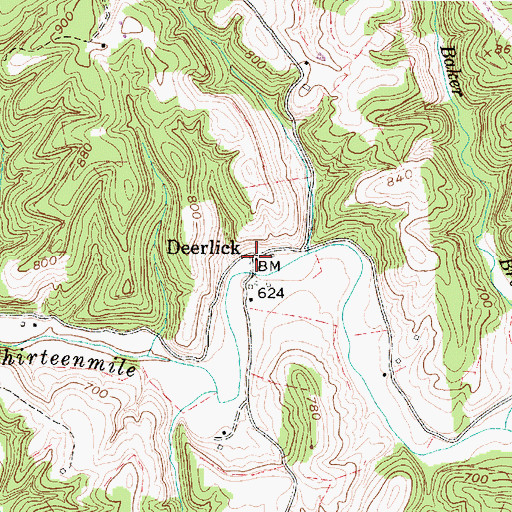 Topographic Map of Deerlick, WV