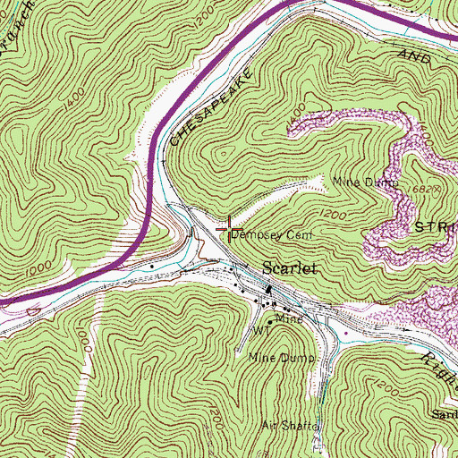 Topographic Map of Dempsey Cemetery, WV