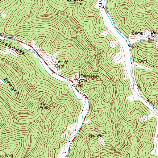 Topographic Map of Dempsey Cemetery, WV