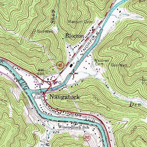 Topographic Map of Den Branch, WV