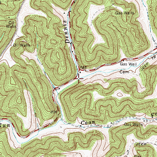 Topographic Map of Dennis Fork, WV
