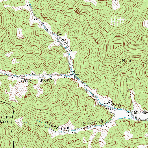 Topographic Map of Dent Fork, WV