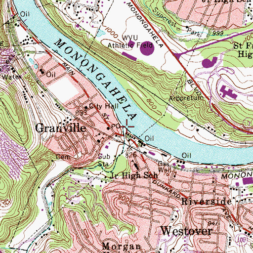 Topographic Map of Dents Run, WV