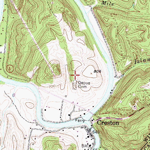 Topographic Map of Depue Cemetery, WV