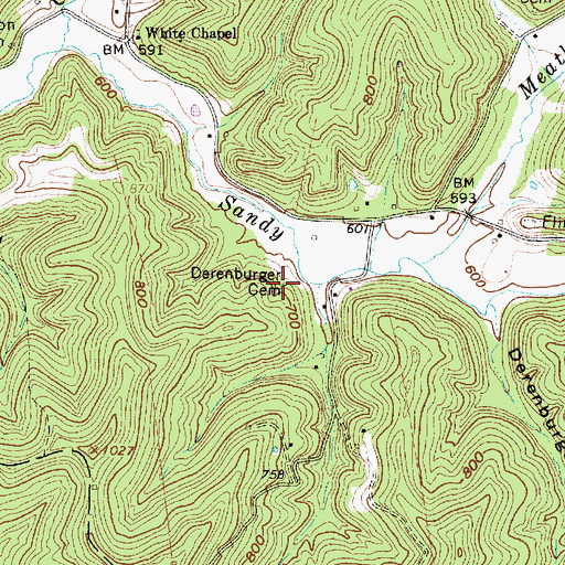 Topographic Map of Derenburger Cemetery, WV