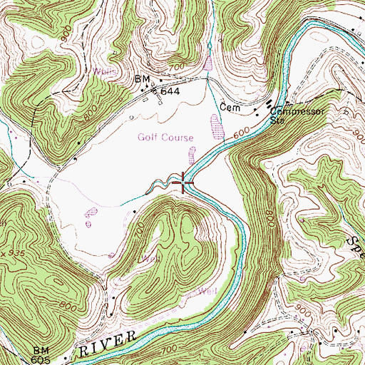 Topographic Map of Derrick Creek, WV