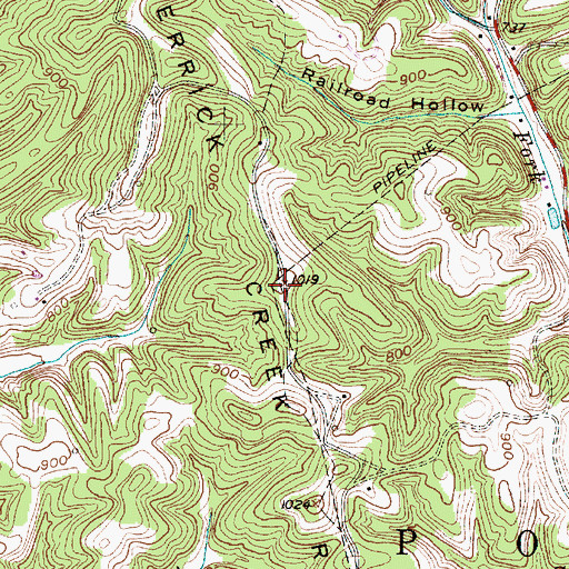 Topographic Map of Derrick Creek Ridge, WV
