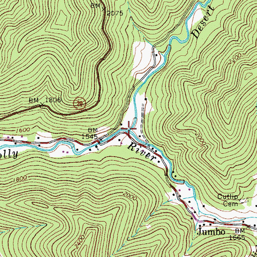 Topographic Map of Desert Fork, WV