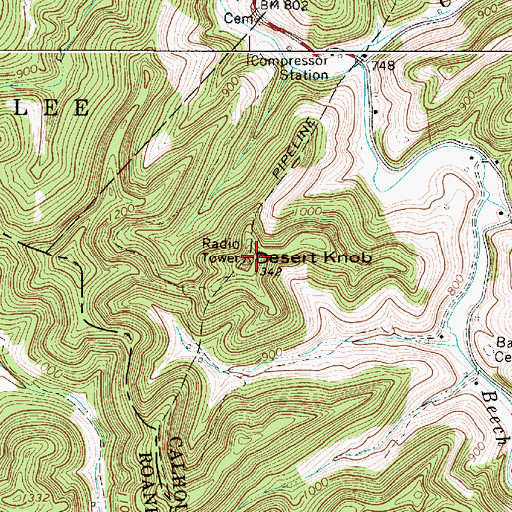 Topographic Map of Desert Knob, WV