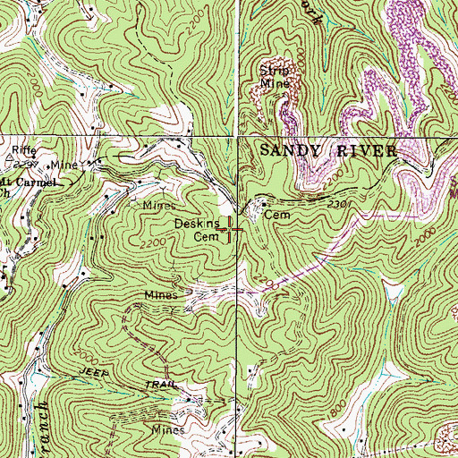 Topographic Map of Deskins Cemetery, WV