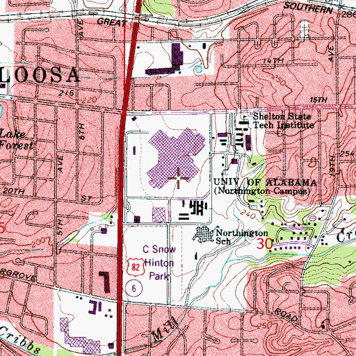 Topographic Map of University of Alabama (historical), AL