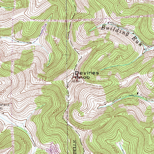 Topographic Map of Devines Knob, WV
