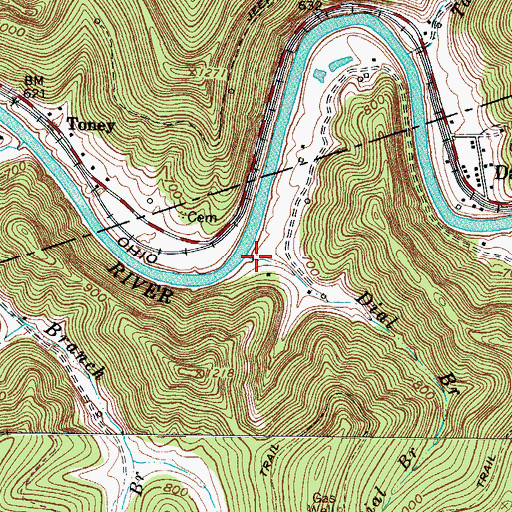 Topographic Map of Dial Branch, WV