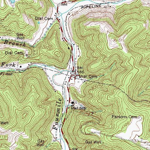 Topographic Map of Dial Cemetery, WV