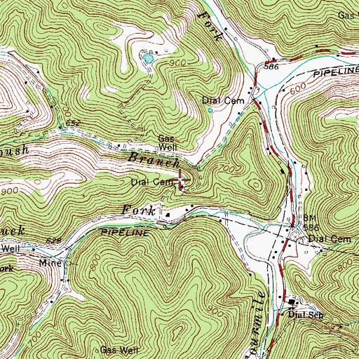 Topographic Map of Dial Cemetery, WV