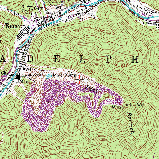 Topographic Map of Dick Branch, WV