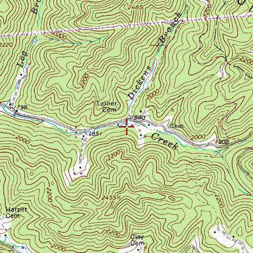 Topographic Map of Dickens Branch, WV