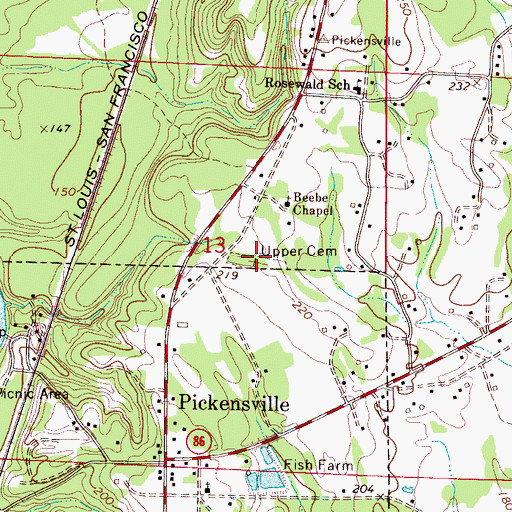 Topographic Map of Upper Cemetery, AL