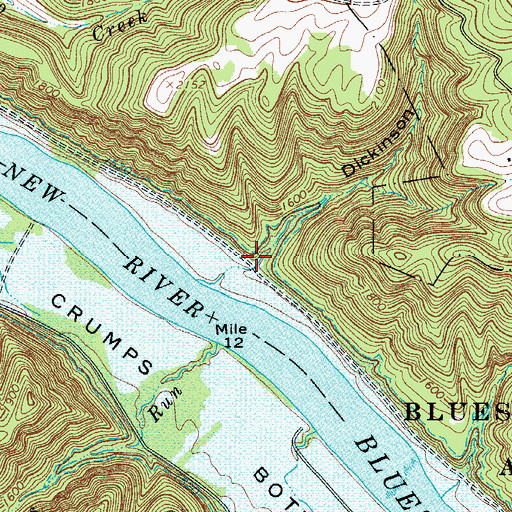 Topographic Map of Dickinson Hollow, WV