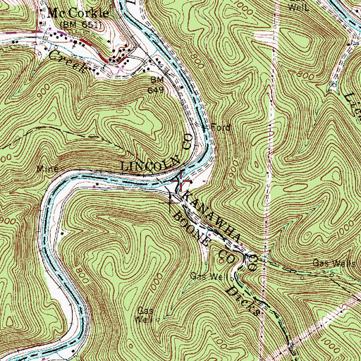 Topographic Map of Dicks Creek, WV