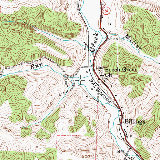 Topographic Map of Dicks Run, WV