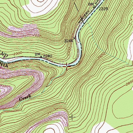 Topographic Map of Difficult Creek, WV