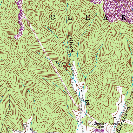 Topographic Map of Dillon Cemetery, WV