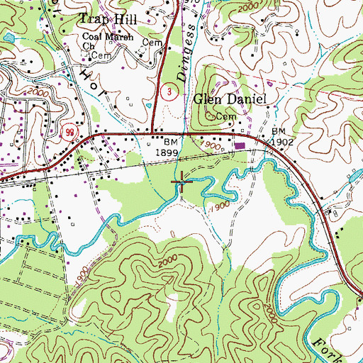 Topographic Map of Dingess Branch, WV