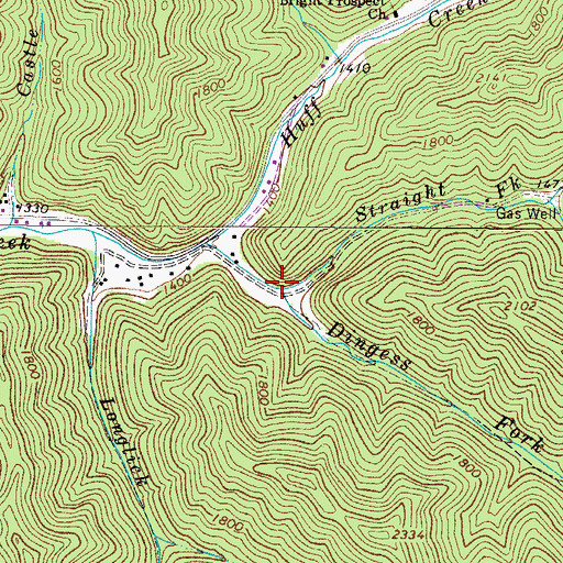 Topographic Map of Dingess Fork, WV