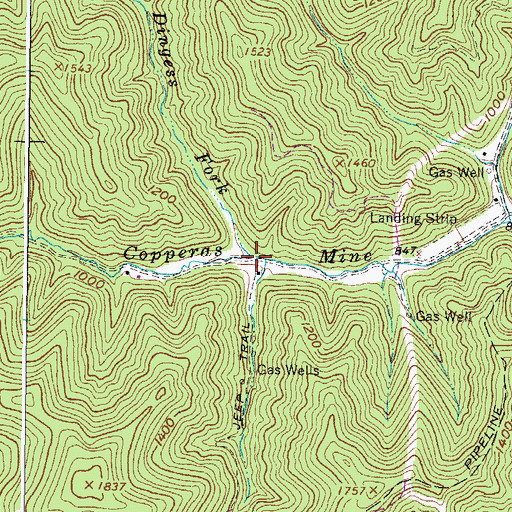 Topographic Map of Dingess Fork, WV