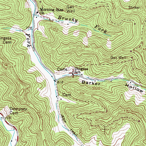 Topographic Map of Dingess School (historical), WV