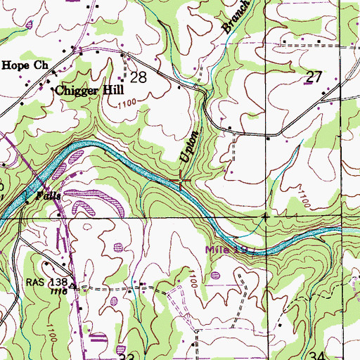 Topographic Map of Upton Branch, AL