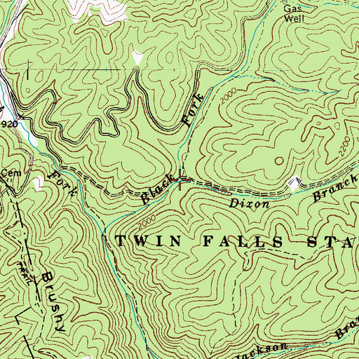 Topographic Map of Dixon Branch, WV