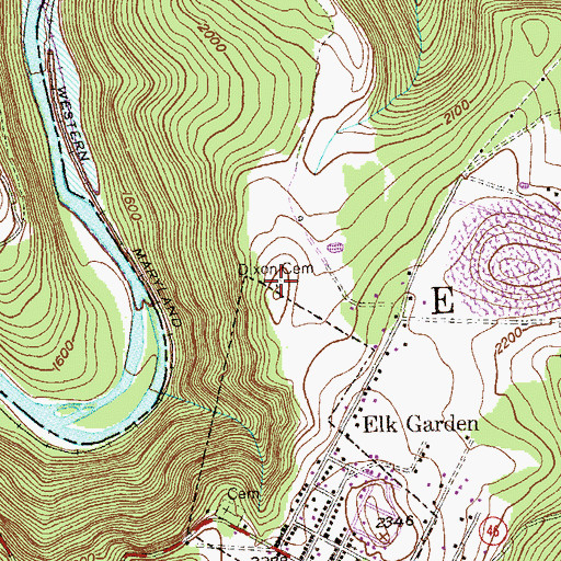 Topographic Map of Dixon Cemetery, WV