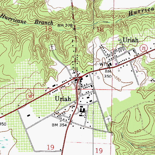 Topographic Map of Uriah, AL