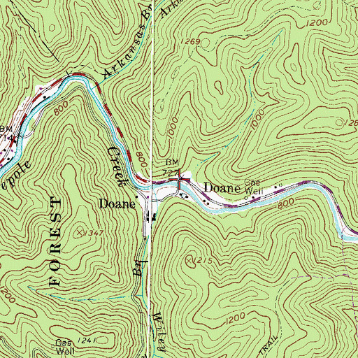 Topographic Map of Doane, WV