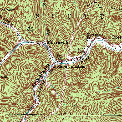 Topographic Map of Dodson Junction, WV