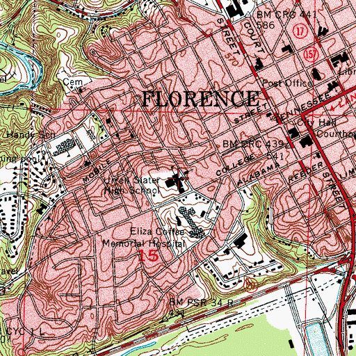 Topographic Map of Burrell-Slater High School (historical), AL