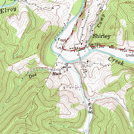 Topographic Map of Doe Run, WV