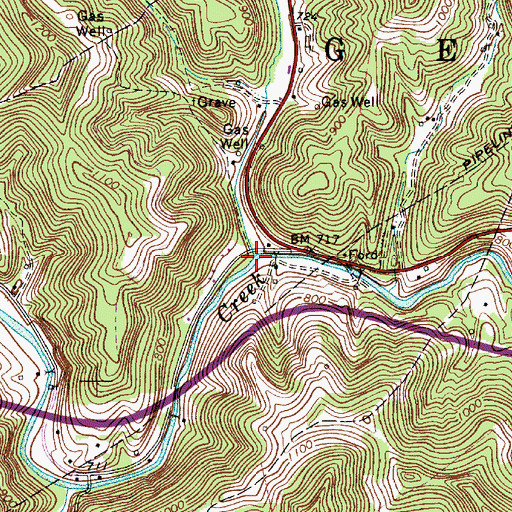 Topographic Map of Dog Creek, WV