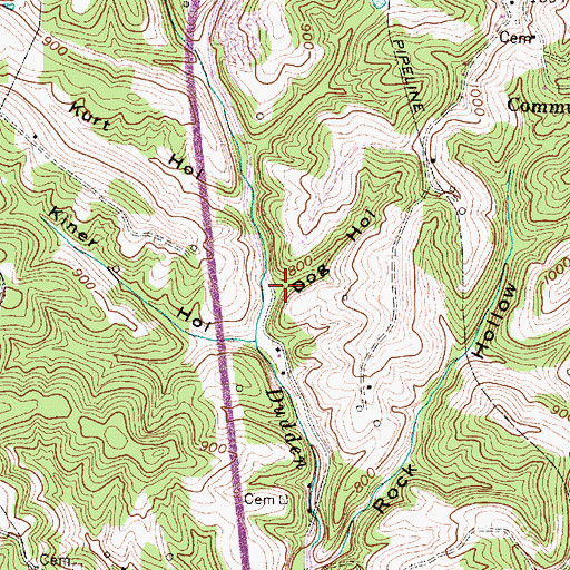 Topographic Map of Dog Hollow, WV
