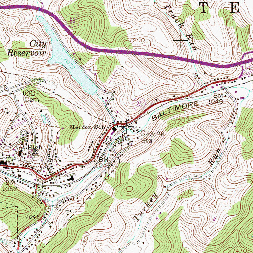 Topographic Map of Dog Run, WV