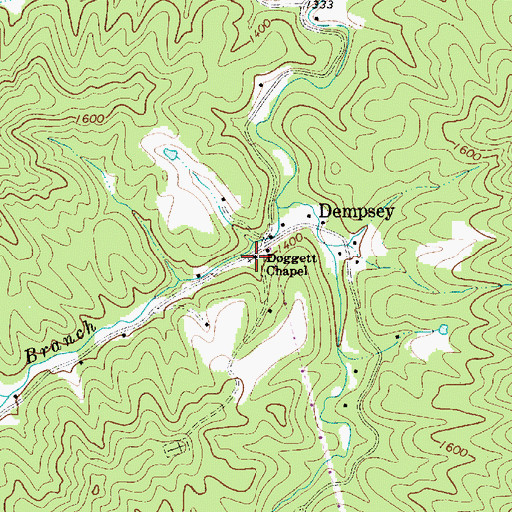 Topographic Map of Doggett Missionary Baptist Church, WV