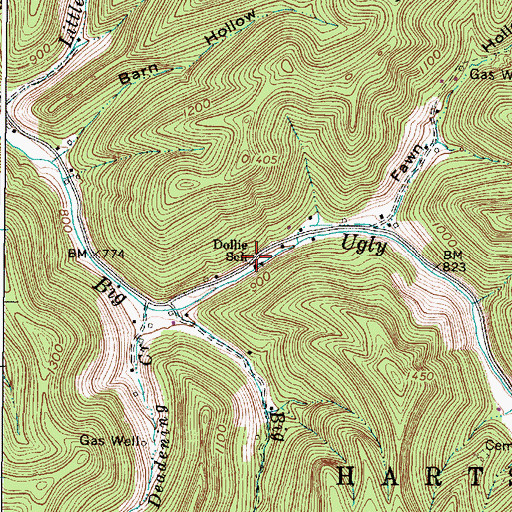 Topographic Map of Dollie School (historical), WV