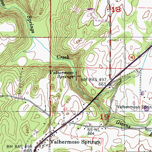 Topographic Map of Valhermoso Springs, AL