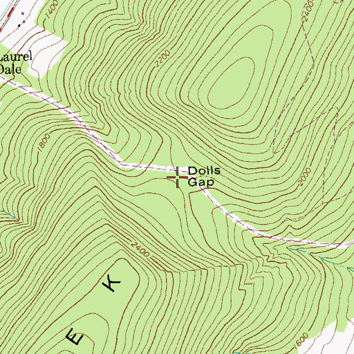 Topographic Map of Dolls Gap, WV