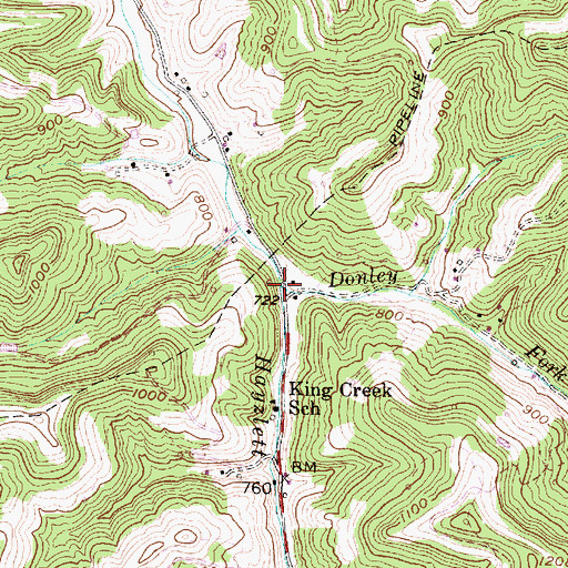 Topographic Map of Donley Fork, WV