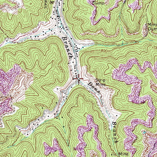 Topographic Map of Dons Branch, WV