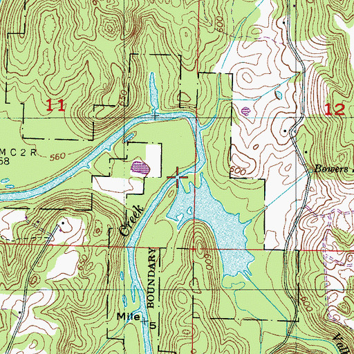 Topographic Map of Valhermoso Springs Creek, AL