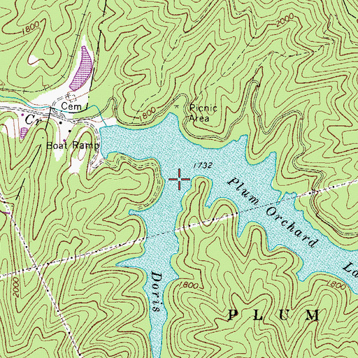 Topographic Map of Doris Branch, WV